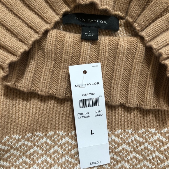 BNWT Ann Taylor Fair Isle Turtleneck Sweater sizeL - Picture 3 of 4